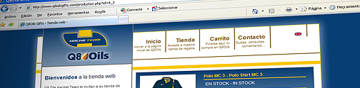 TIENDA ONLINE PARA Q8 OILS Y HACHE TEAM