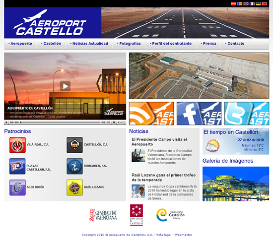 Aeroport de Castelló estrena página web con CSnet - Página de inicio